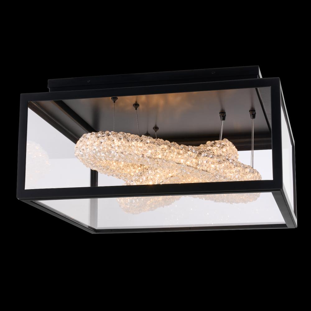 Lina Luxury Crystal Flush Mount Light – Matte Black