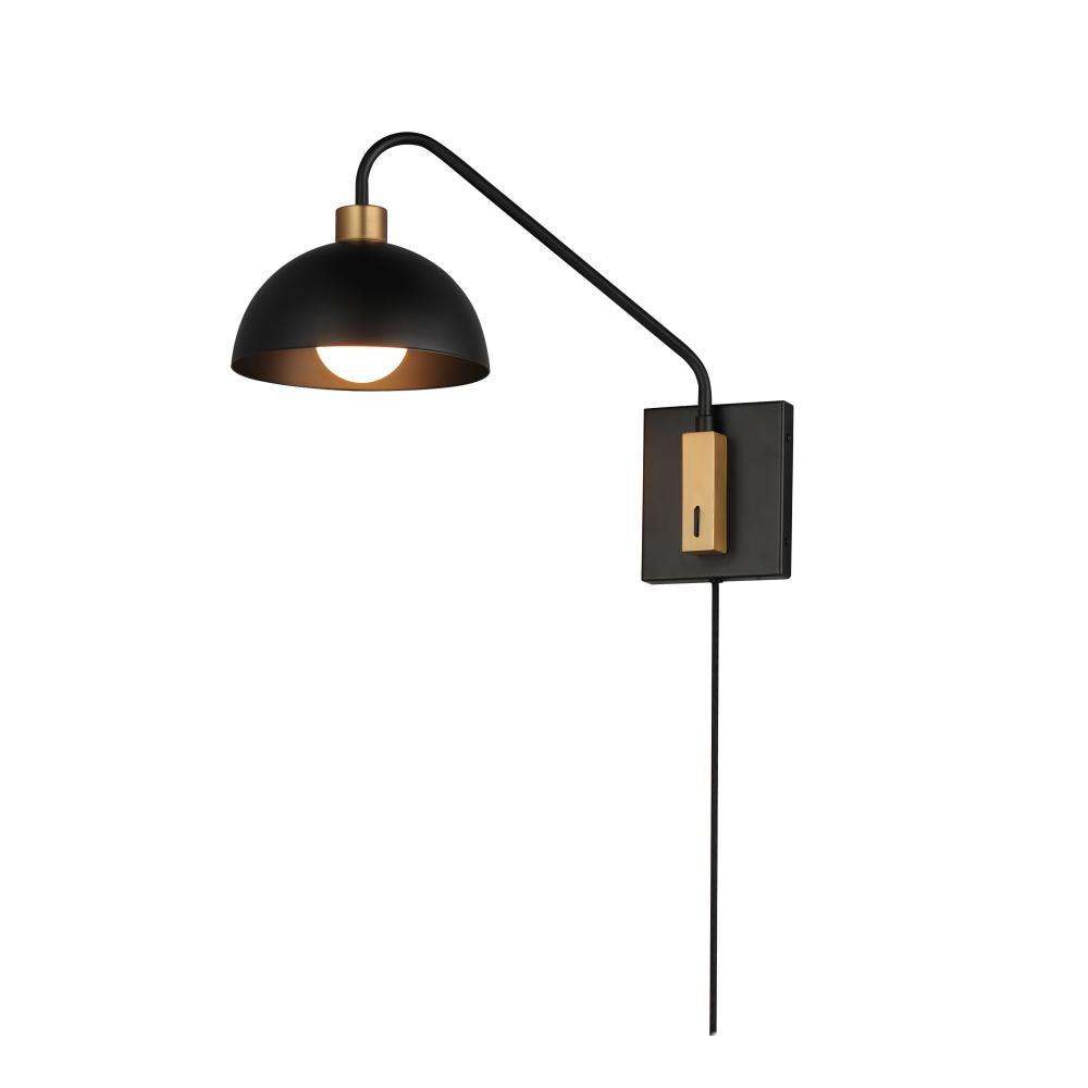 Maxim Lighting 10021BKNAB Thelonious 8.75 Wall Sconce - Black / Natural Aged Brass