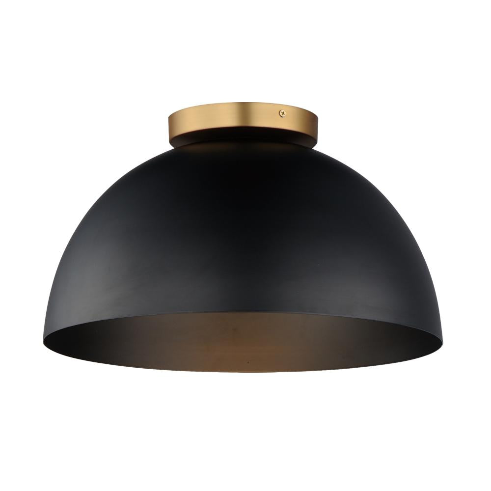 Maxim Lighting 10029BKNAB Thelonious 15.75 Inch Flush Mount Light – Black / Natural Aged Brass