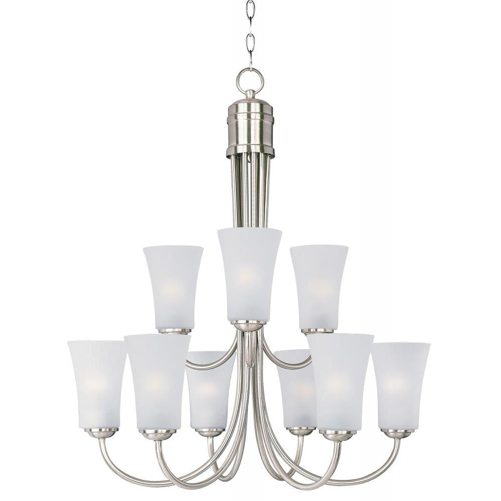 Maxim Lighting 10046FTSN Logan 28.5 Inch 9 Light Multi-Tier Chandelier – Satin Nickel