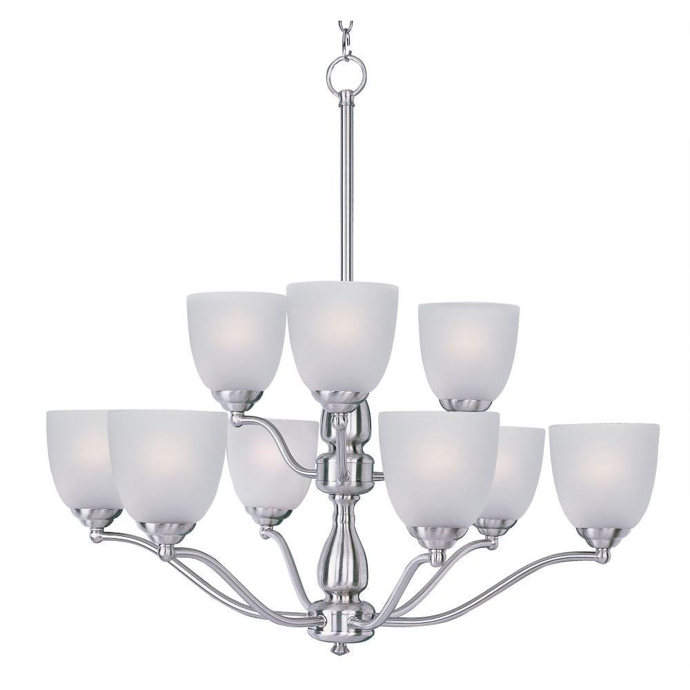Maxim Lighting 10066FTSN Stefan 30 Inch 9 Light Multi-Tier Chandelier – Satin Nickel