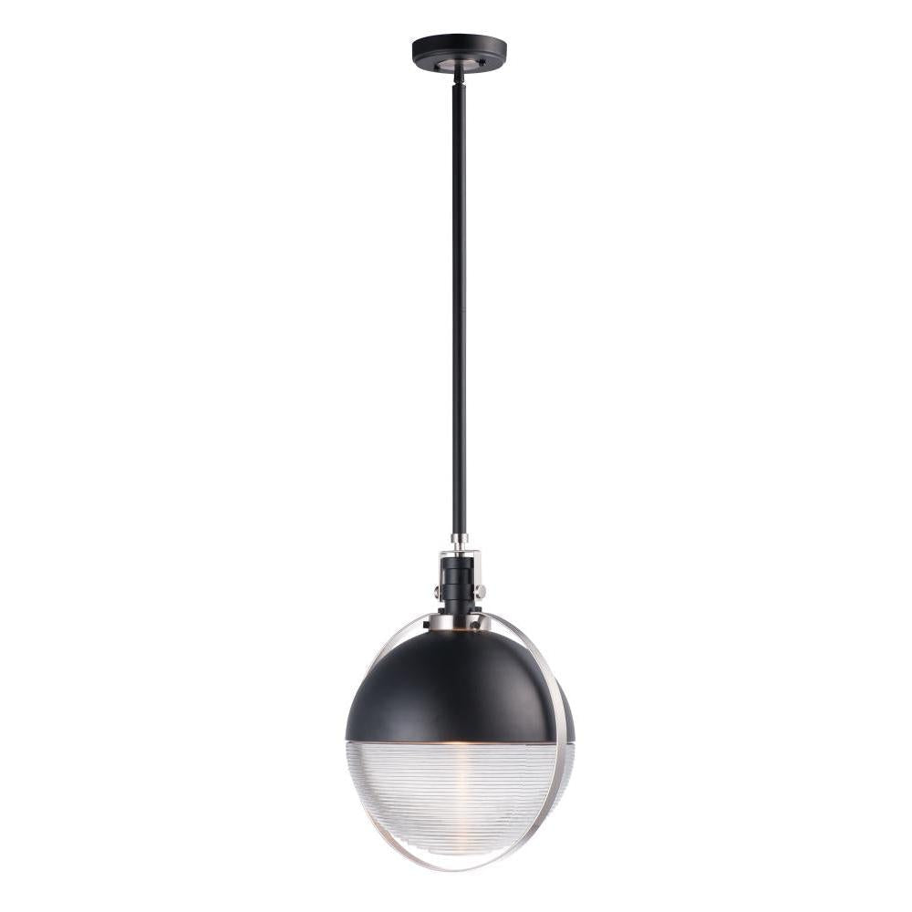 12 Inch Single Pendant – Black / Satin Nickel