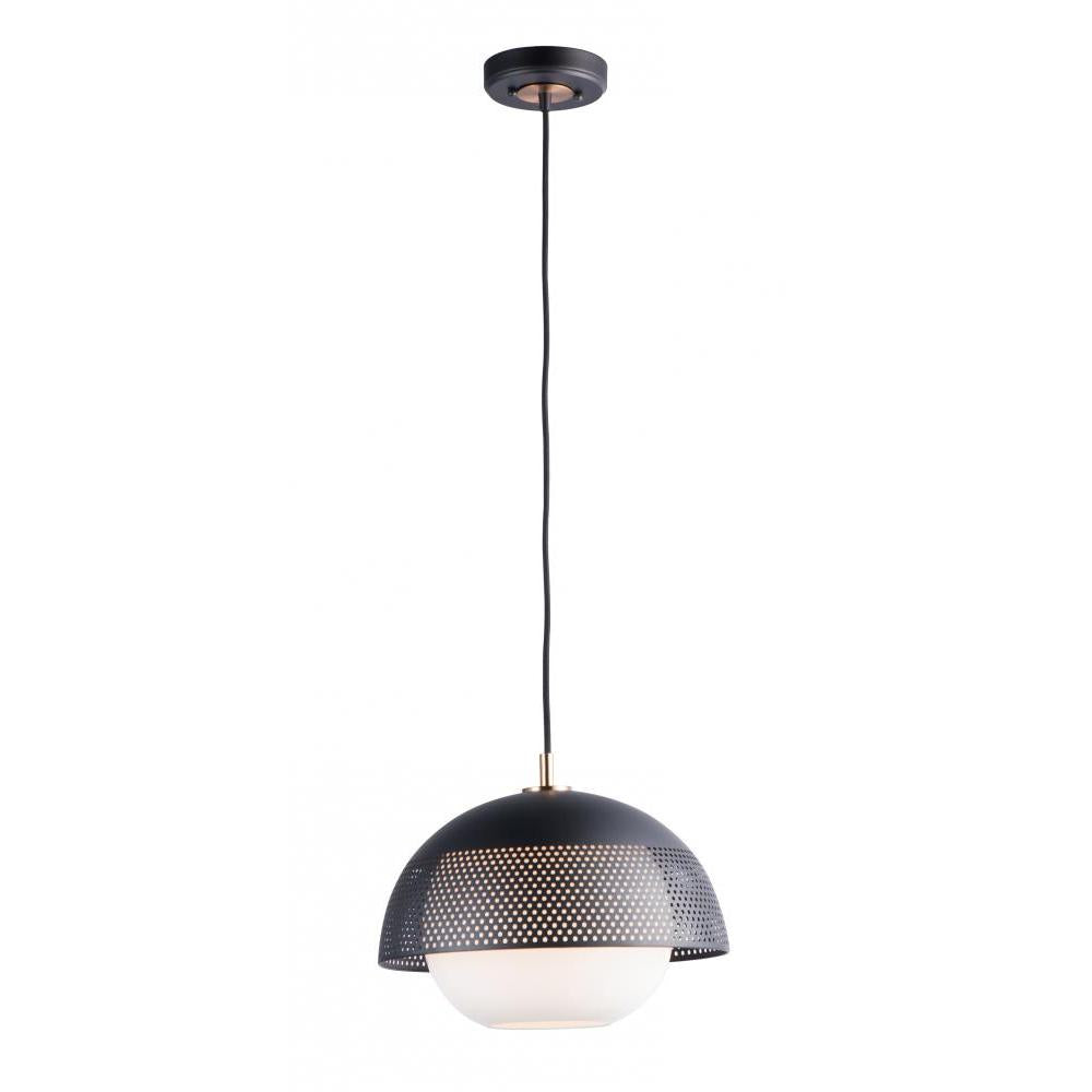 Maxim Lighting 10082WTBKSBR Perf 14.25 Inch Semi Flush Mount Light – Black / Satin Brass