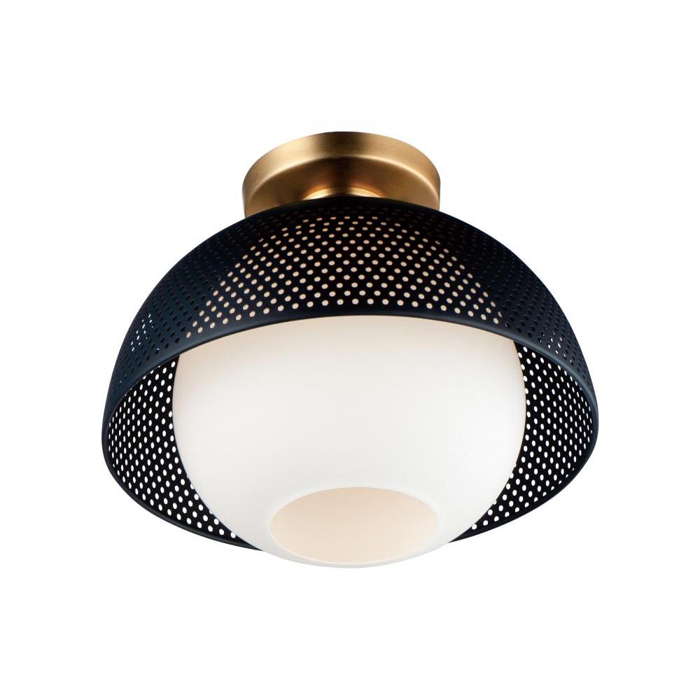 Maxim Lighting 10083WTBKSBR Perf 14.25 Inch Flush Mount Light – Black / Satin Brass