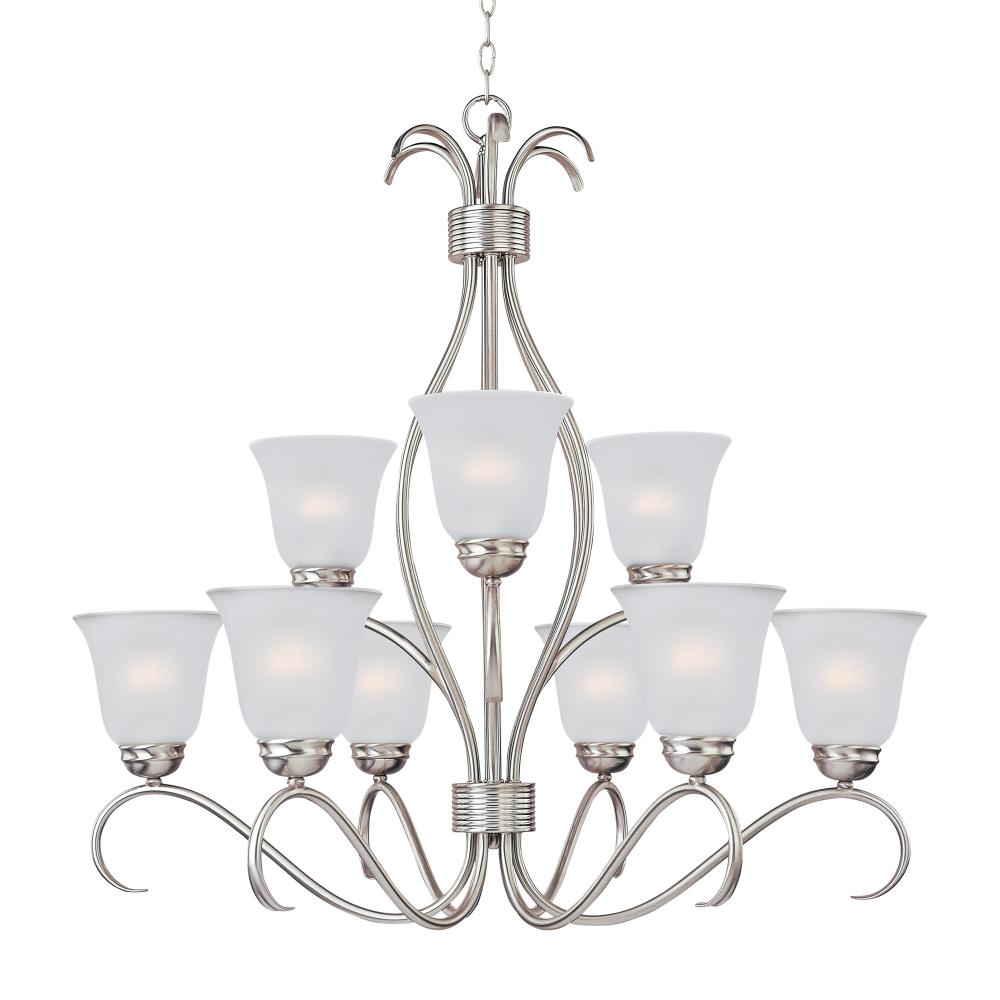 Maxim Lighting 10128FTSN Basix 32 Inch 9 Light Multi-Tier Chandelier – Satin Nickel