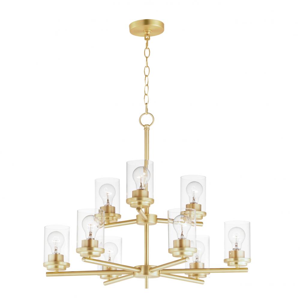 Maxim Lighting 10206CLSBR Corona 28 Inch 9 Light Multi-Tier Chandelier – Satin Brass