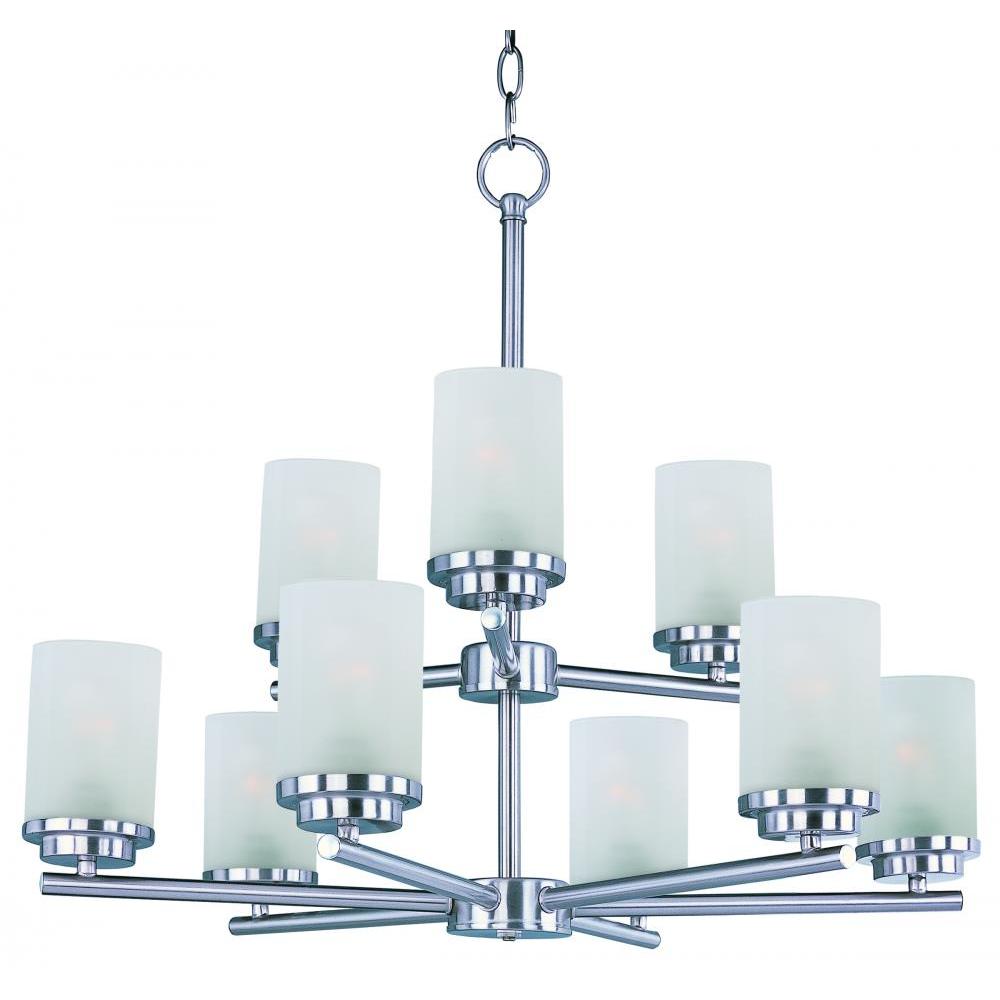 Maxim Lighting 10206FTSN Corona 28 Inch 9 Light Multi-Tier Chandelier – Satin Nickel