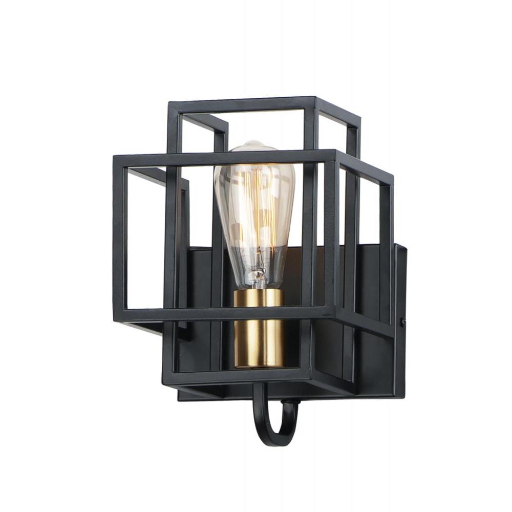 Maxim Lighting 10241BKSBR Liner 7 Wall Sconce - Black / Satin Brass
