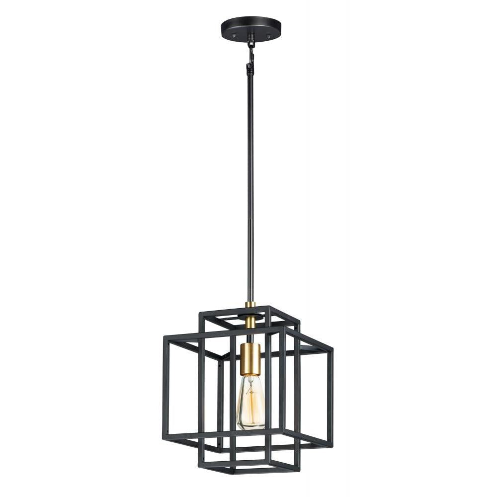 Maxim Lighting 10246BKSBR Liner 9.75 Inch Semi Flush Mount Light – Black / Satin Brass