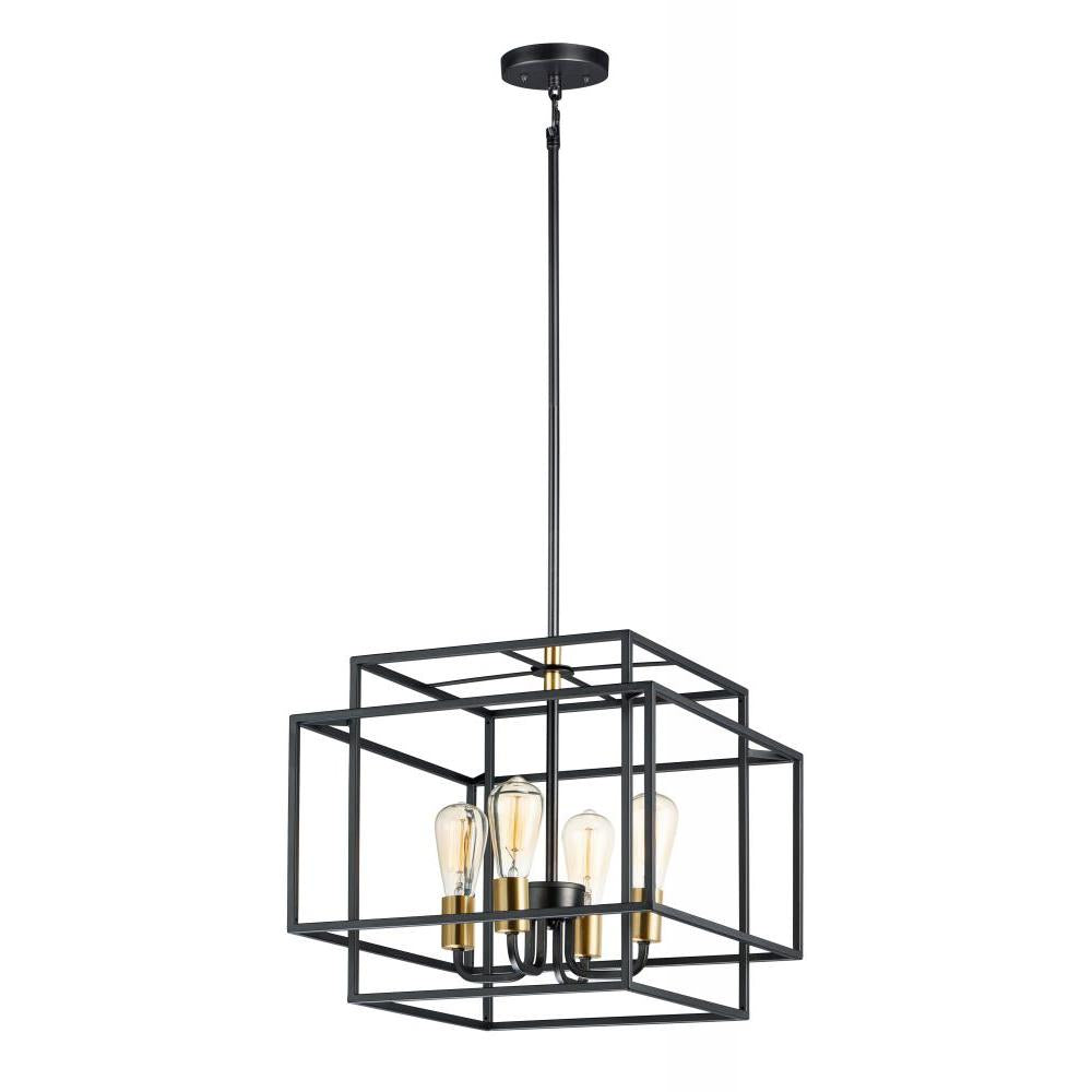 Maxim Lighting 10247BKSBR Liner 17.75 Inch Semi Flush Mount Light – Black / Satin Brass