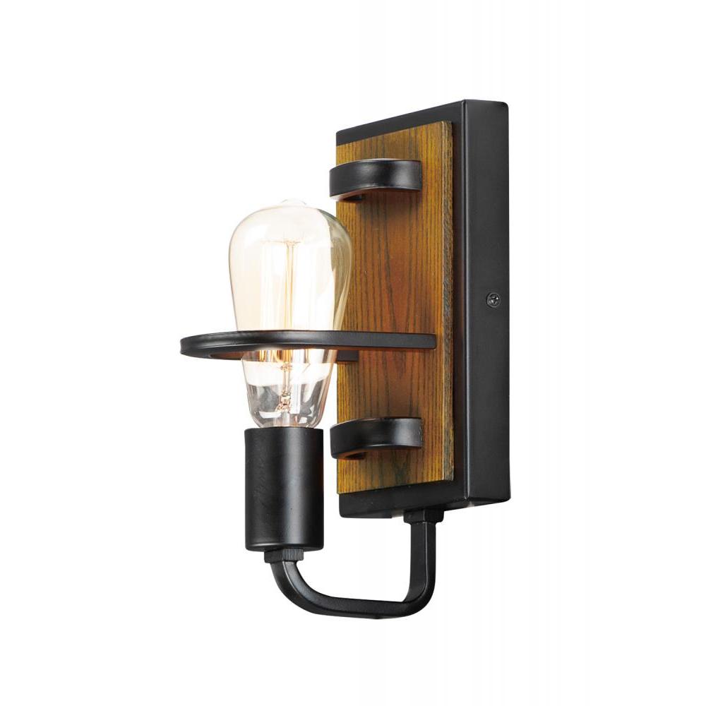 Maxim Lighting 10301BKASB Black Forest Wall Sconce - Black / Ashbury
