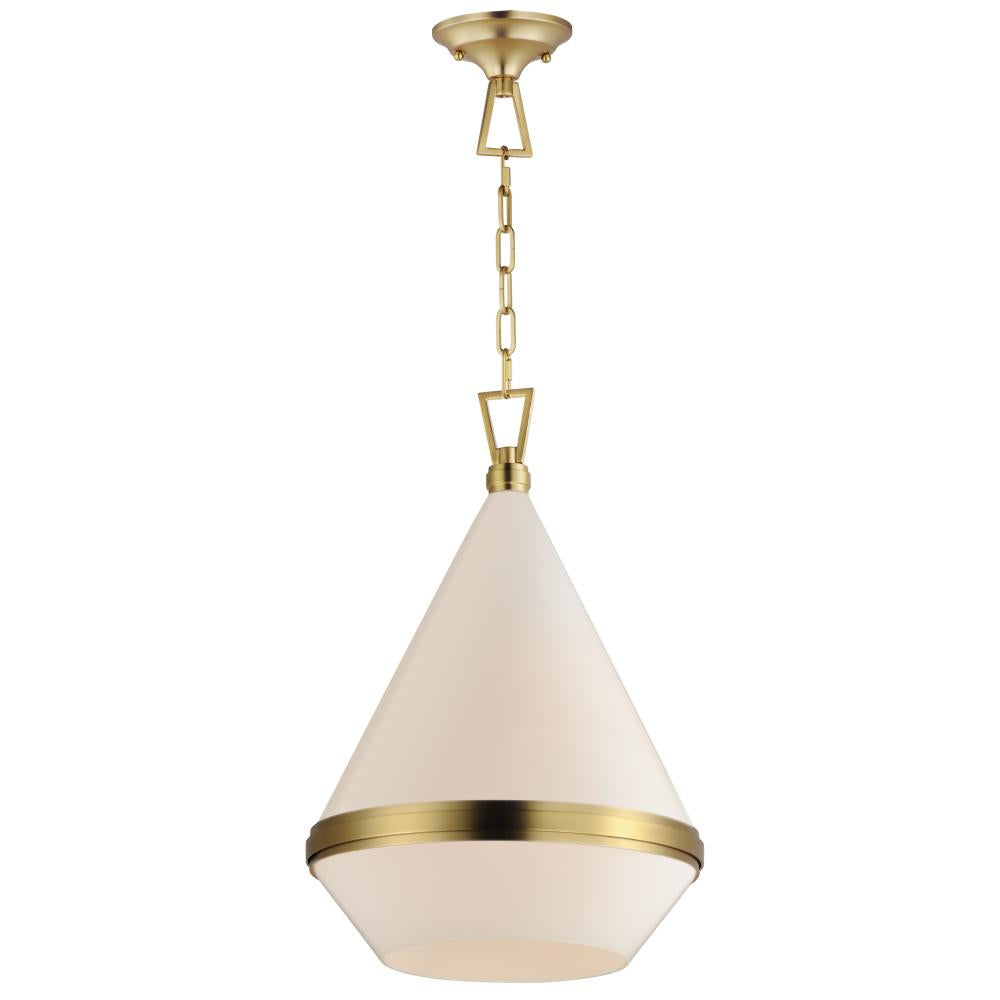 Maxim Lighting 10376WTSBR Giza 15.5 Inch Semi Flush Mount Light – Satin Brass