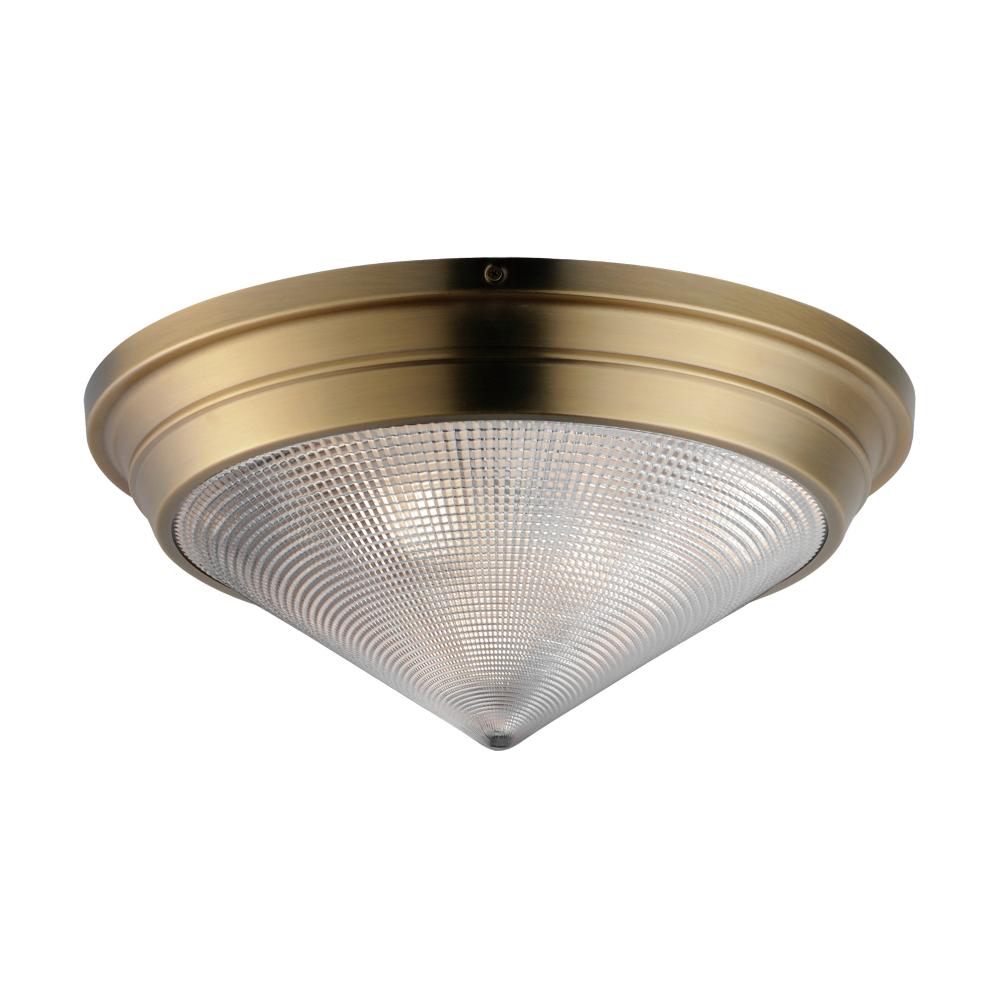 Maxim Lighting 10399PRNAB Hargreaves 16.5 Inch Flush Mount Light – Natural Aged Brass