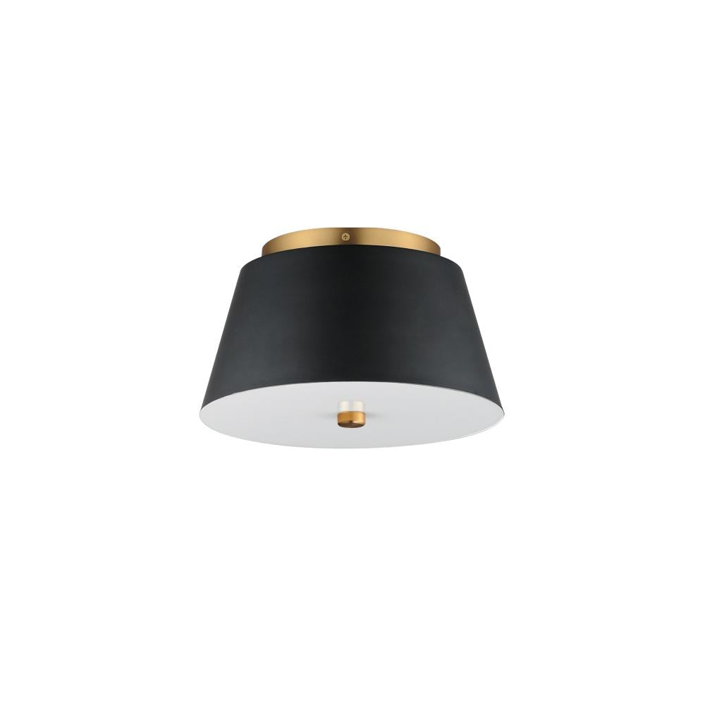 Maxim Lighting 10710WTBKNAB Miles 10.5 Inch Flush Mount Light – Black / Natural Aged Brass