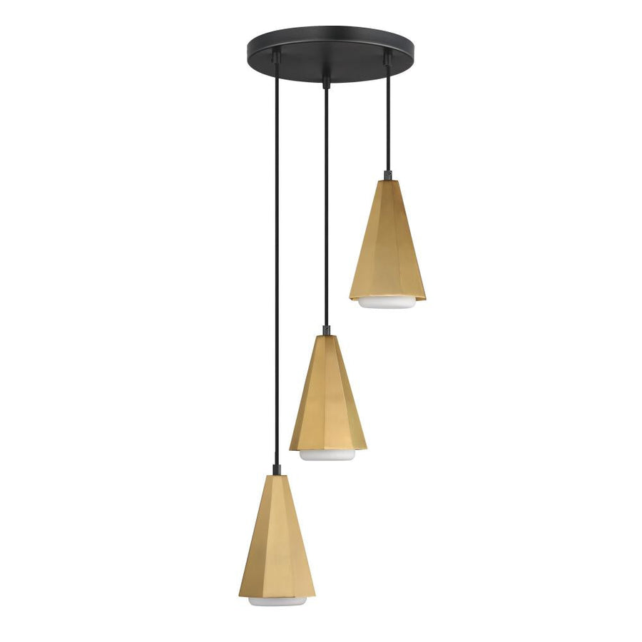 Maxim Lighting 10813SWBKAB Rizzo 14 Inch 3 Light Pendant – Black / Antique Brass