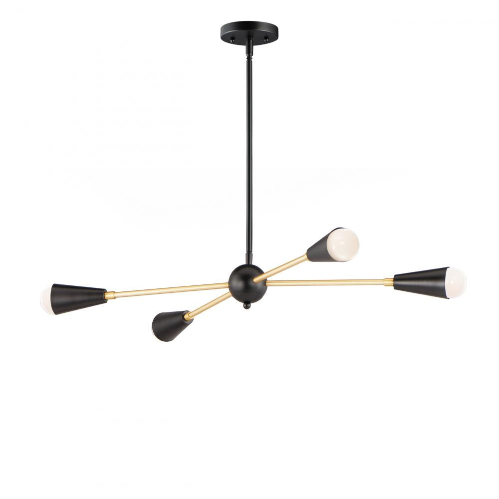 Maxim Lighting 11264BKSBR Lovell 32 Inch 4 Light Pendant – Black / Satin Brass