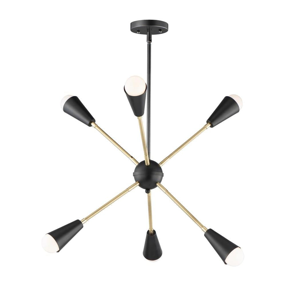 Maxim Lighting 11266BKSBR Lovell Inch 6 Light Pendant – Black / Satin Brass