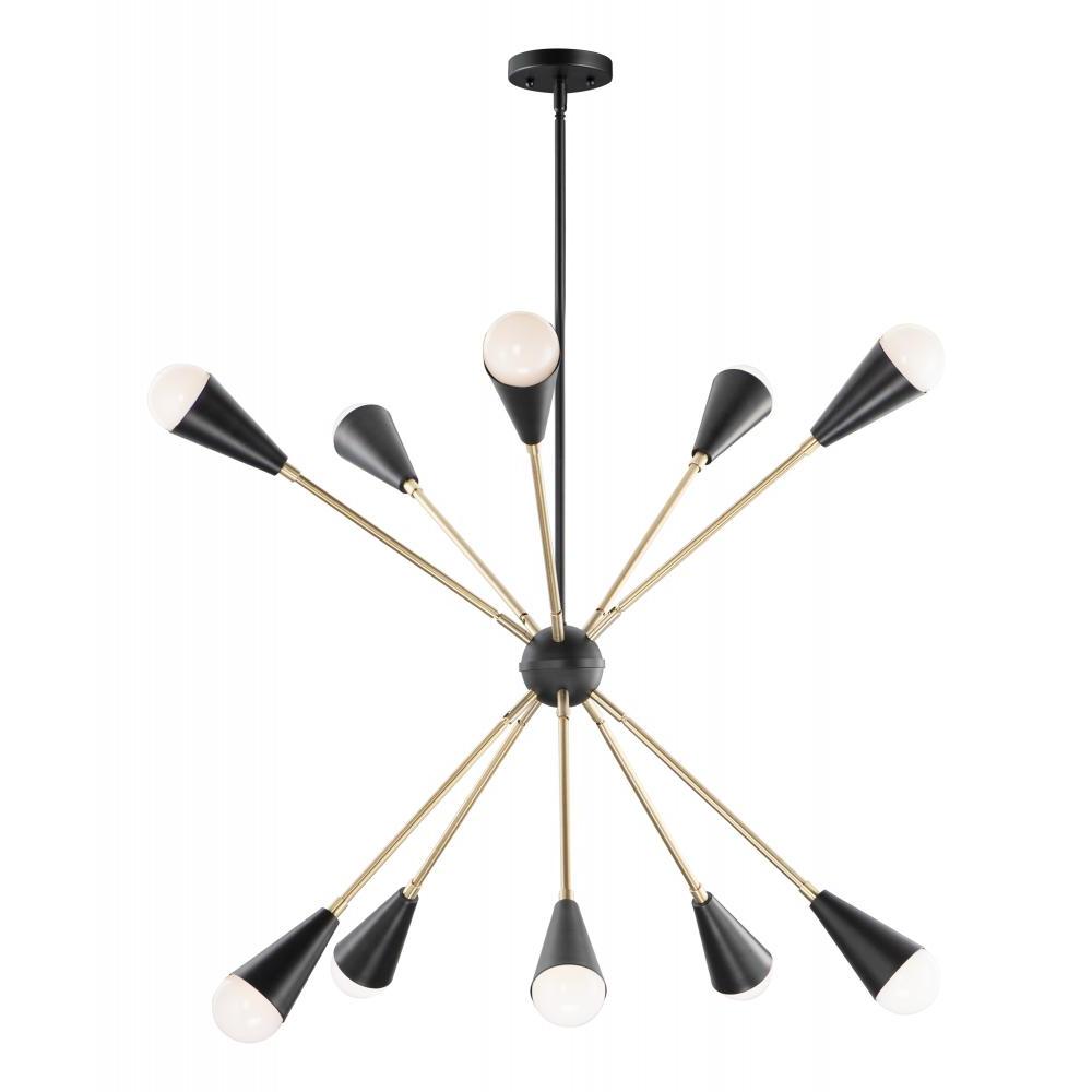 Maxim Lighting 11268BKSBR/BUL Lovell Inch 10 Light Pendant – Black / Satin Brass