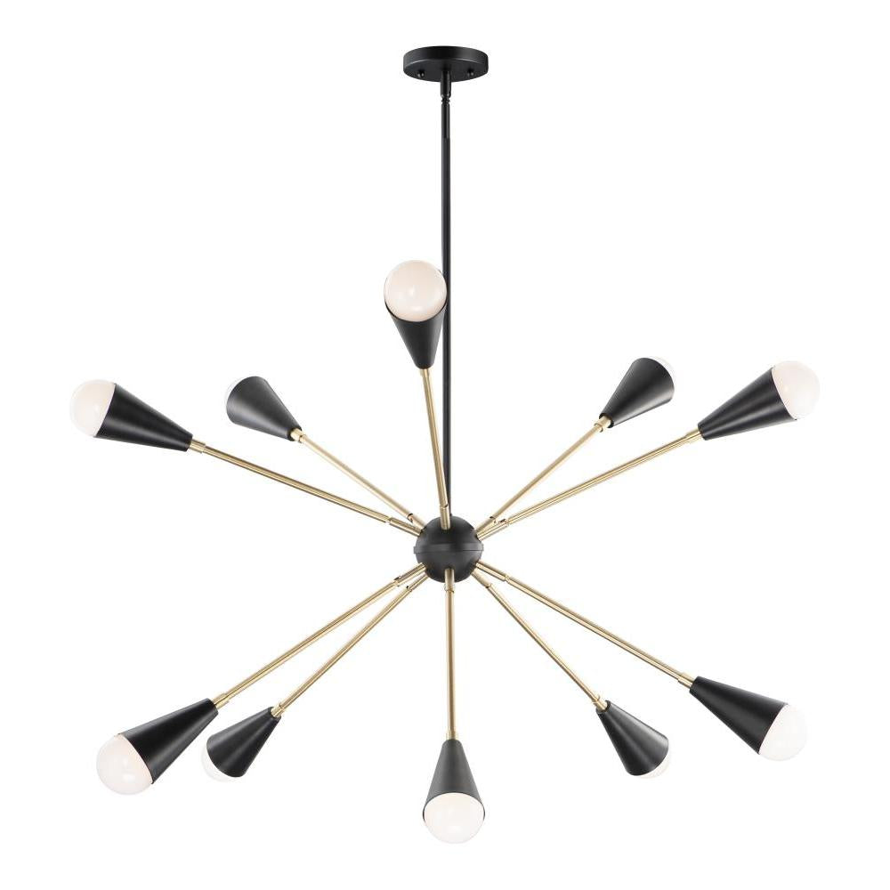 Maxim Lighting 11268BKSBR Lovell Inch 10 Light Pendant – Black / Satin Brass