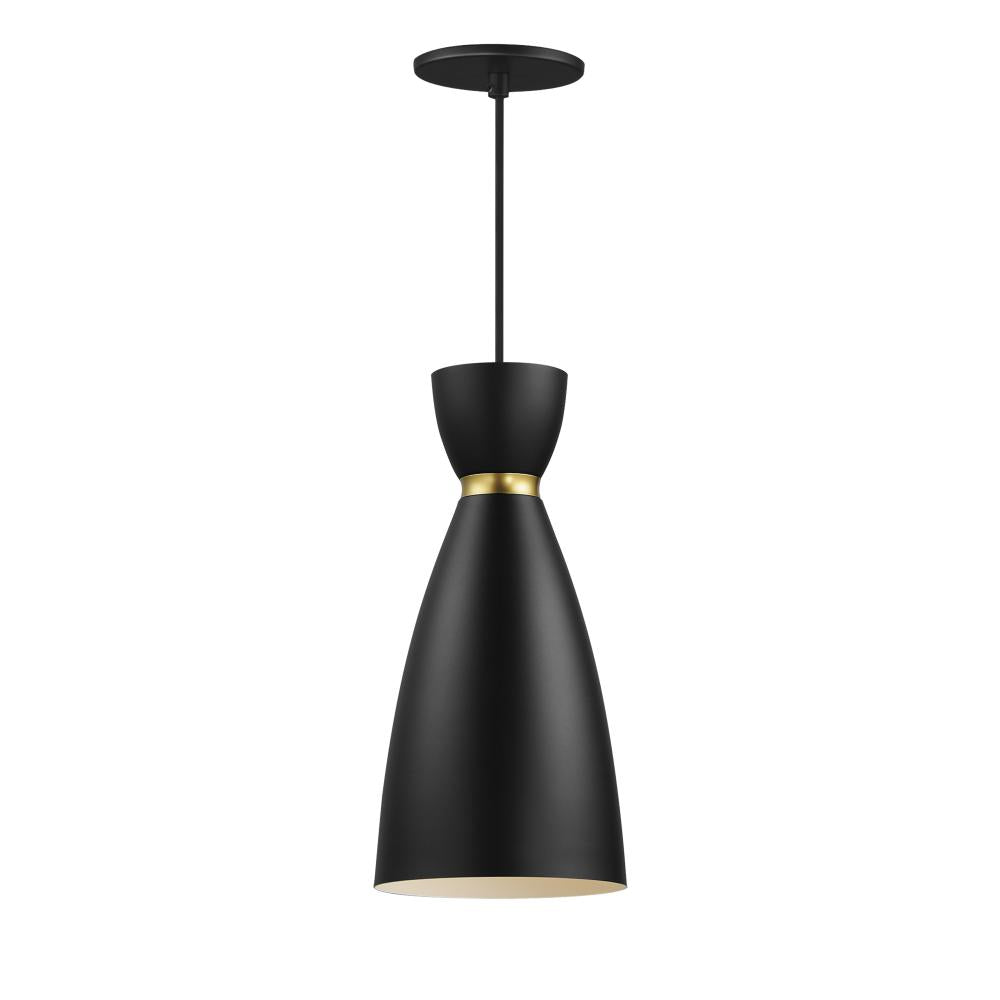 Maxim Lighting 11301BKSBR Carillon 7 Inch Mini Pendant – Black / Satin Brass