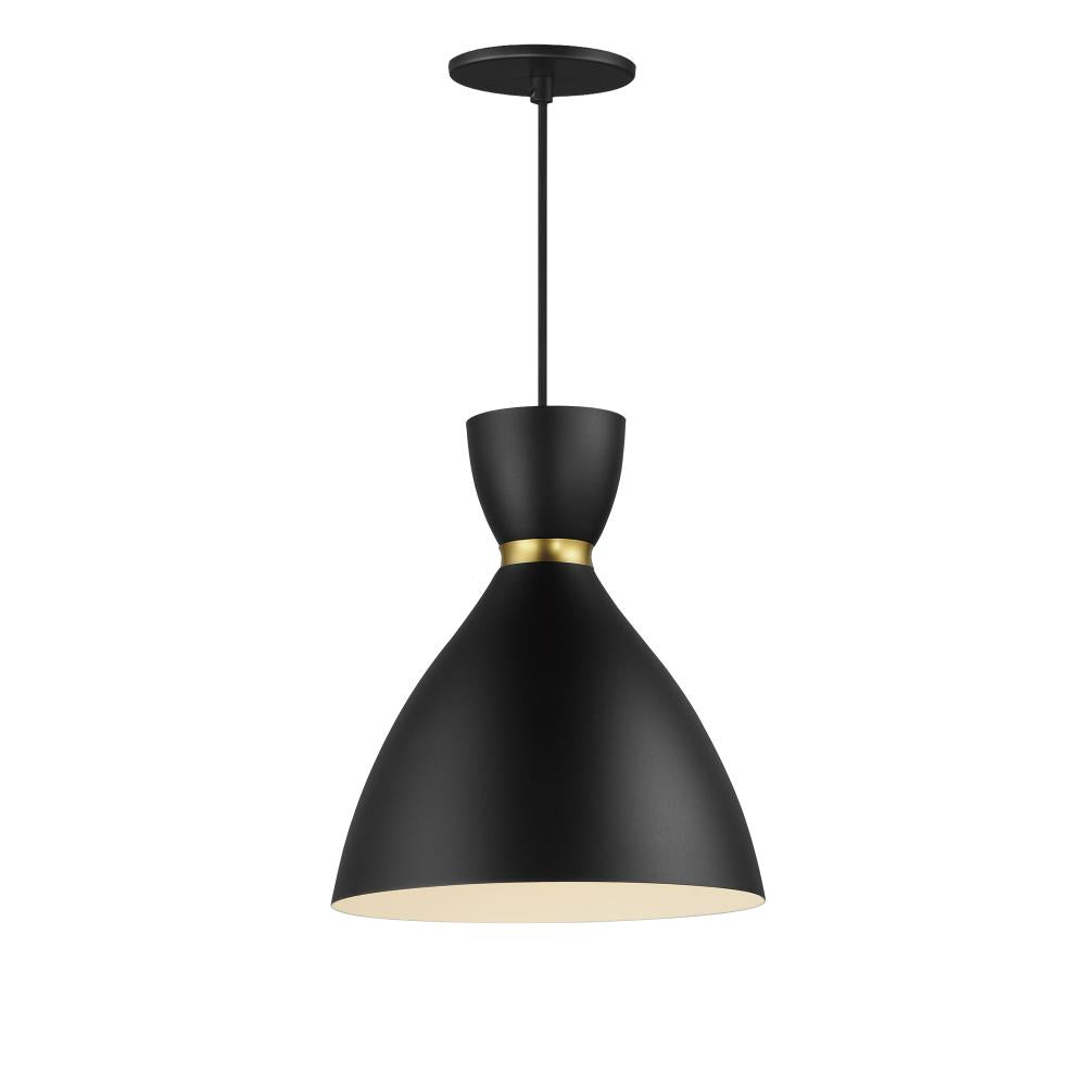 Maxim Lighting 11302BKSBR Carillon 10.5 Inch Mini Pendant – Black / Satin Brass