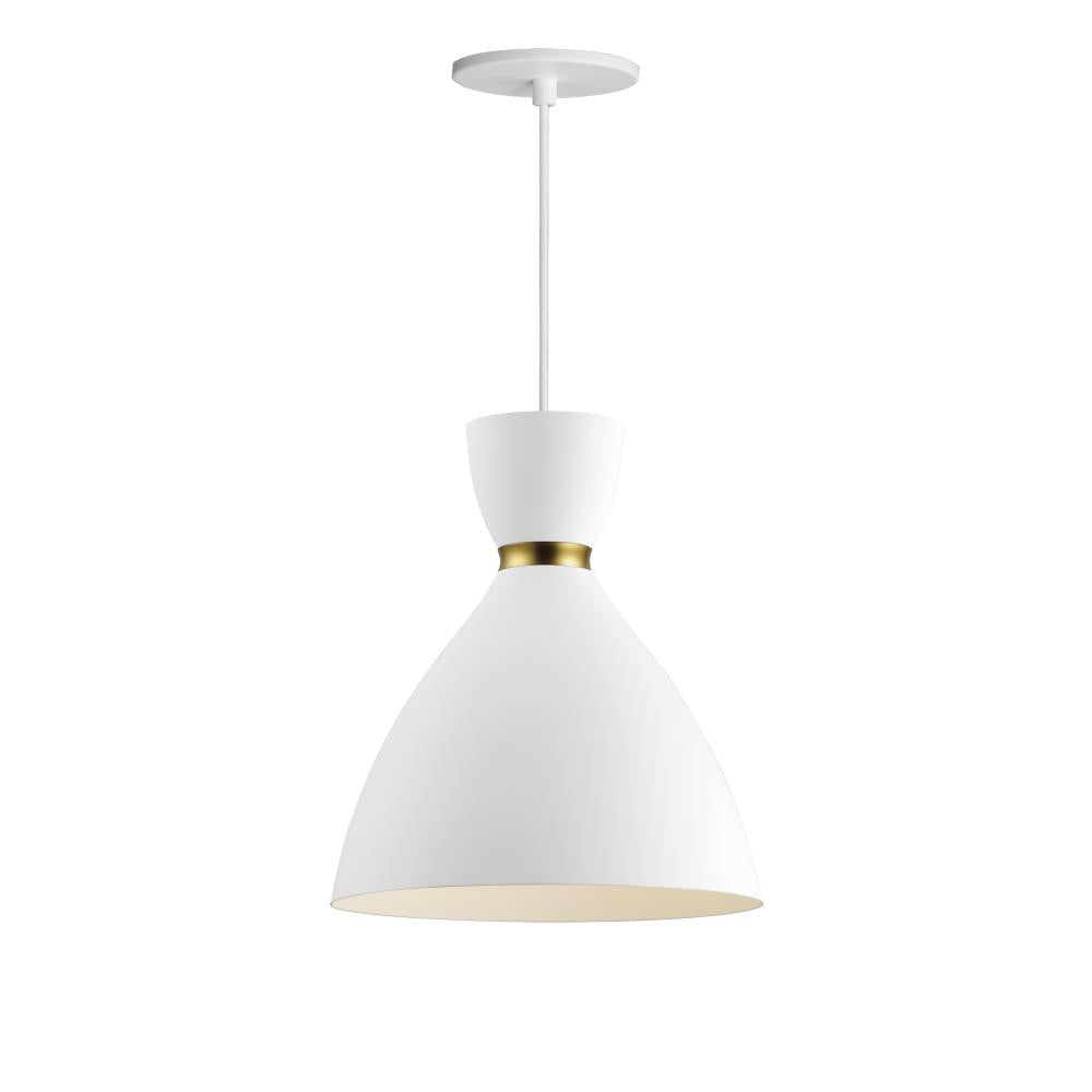Maxim Lighting 11302WTSBR Carillon 10.5 Inch Mini Pendant – White/Satin Brass