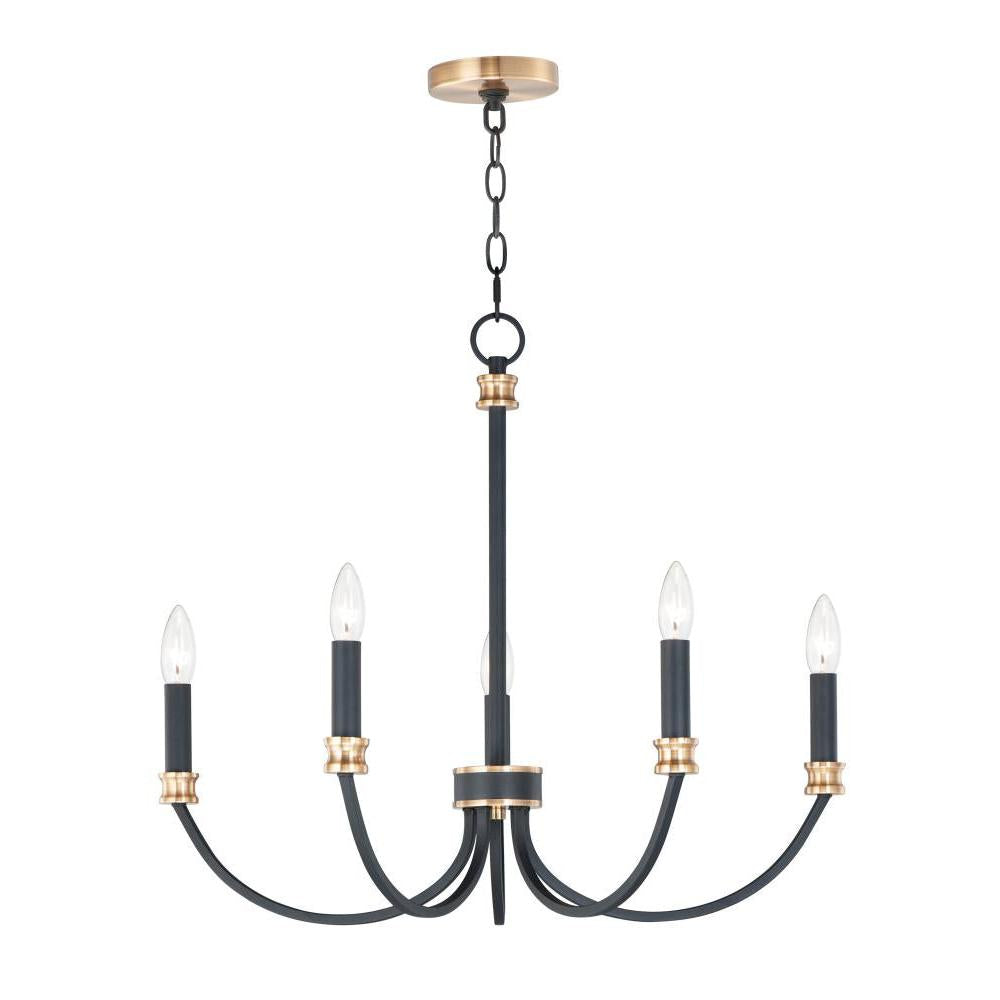 Maxim Lighting 11375BKAB Charlton 26 Inch Chandelier – Black / Antique Brass