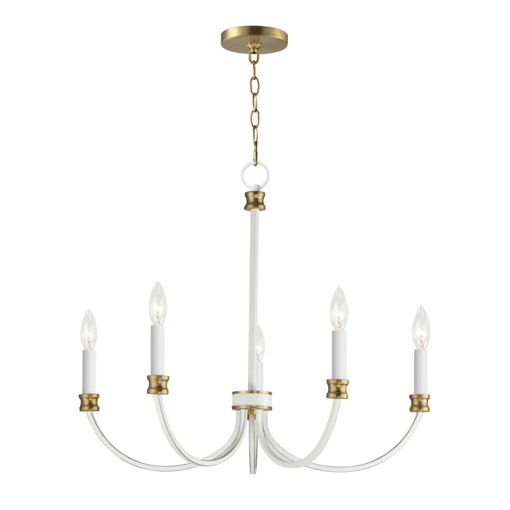 Maxim Lighting 11375WWTGL Charlton 26 Inch Chandelier – Weathered White/Gold Leaf
