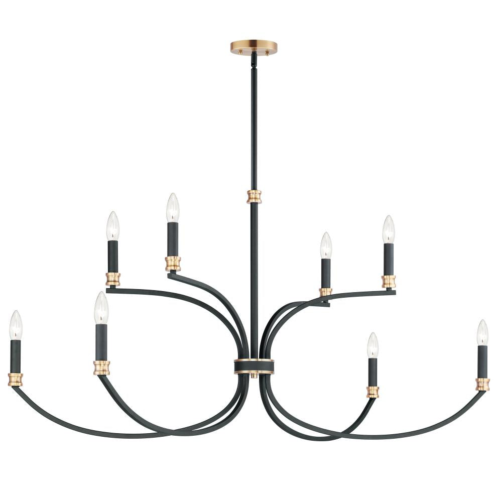 Maxim Lighting 11378BKAB Charlton 0 Inch 8 Light Multi-Tier Chandelier – Black / Antique Brass