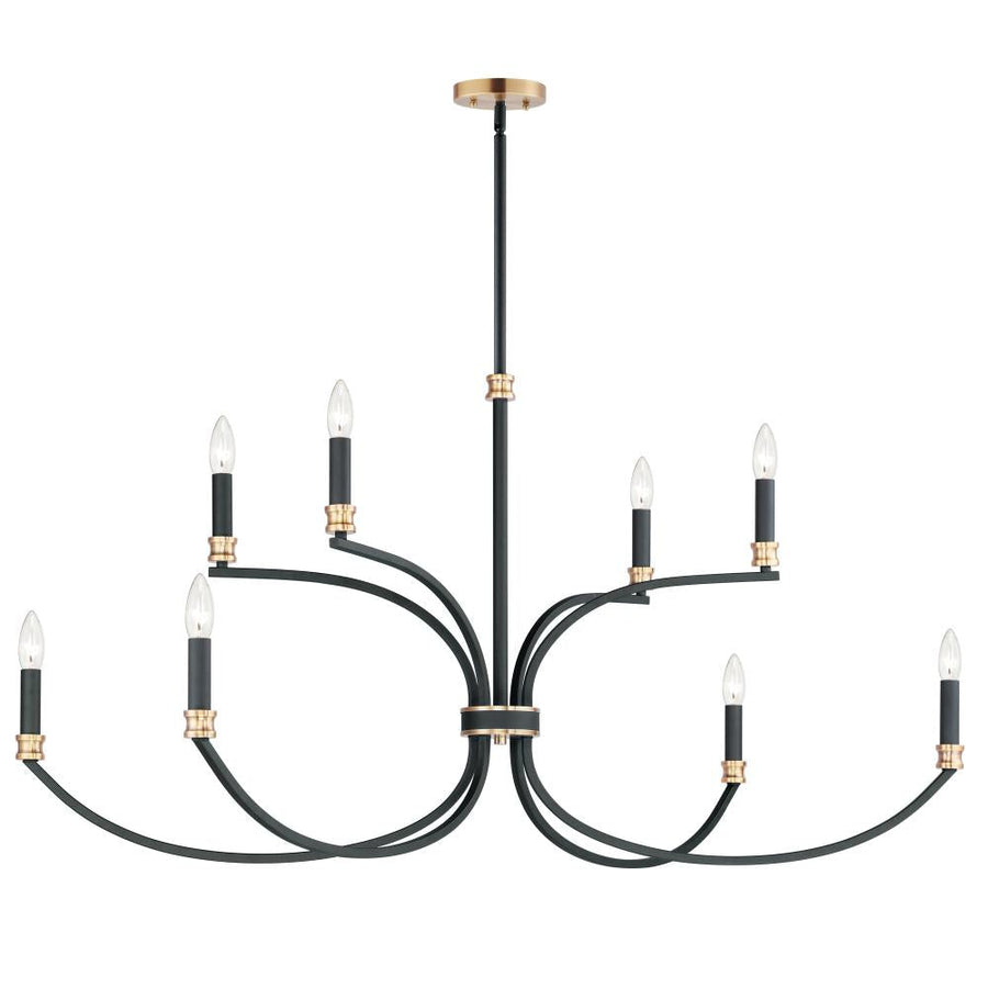Maxim Lighting 11378BKAB Charlton 0 Inch 8 Light Multi-Tier Chandelier – Black / Antique Brass