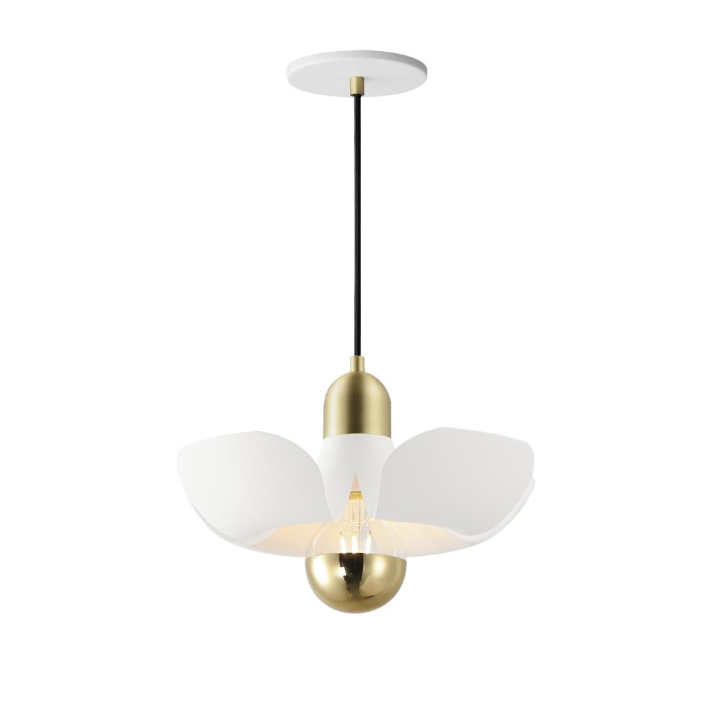 11 Inch Single Pendant – White/Satin Brass