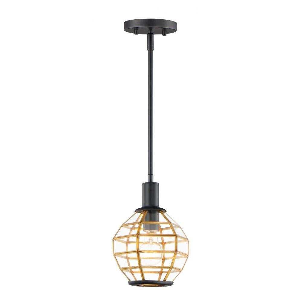 Maxim Lighting 11541BKBUB Heirloom 7.5 Inch Mini Pendant – Black / Burnished Brass