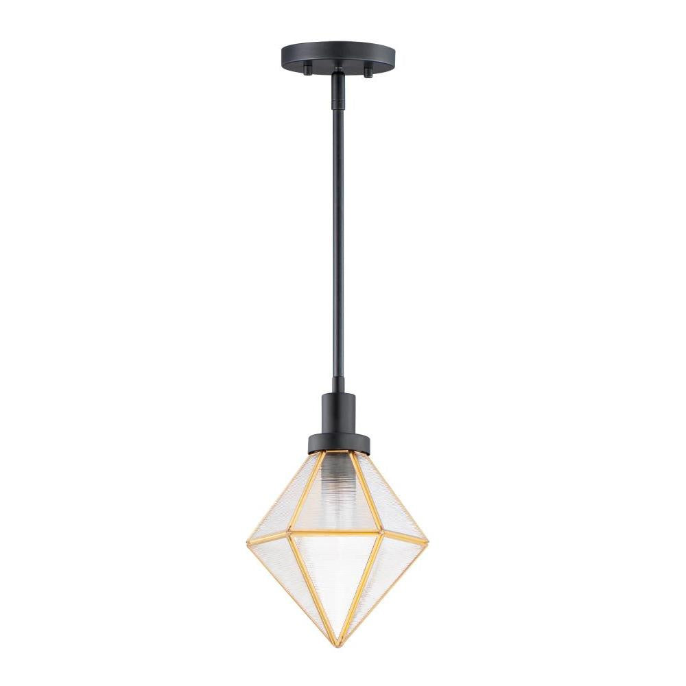 Maxim Lighting 11555BKBUB Adorn 8 Inch Semi Flush Mount Light – Black / Burnished Brass