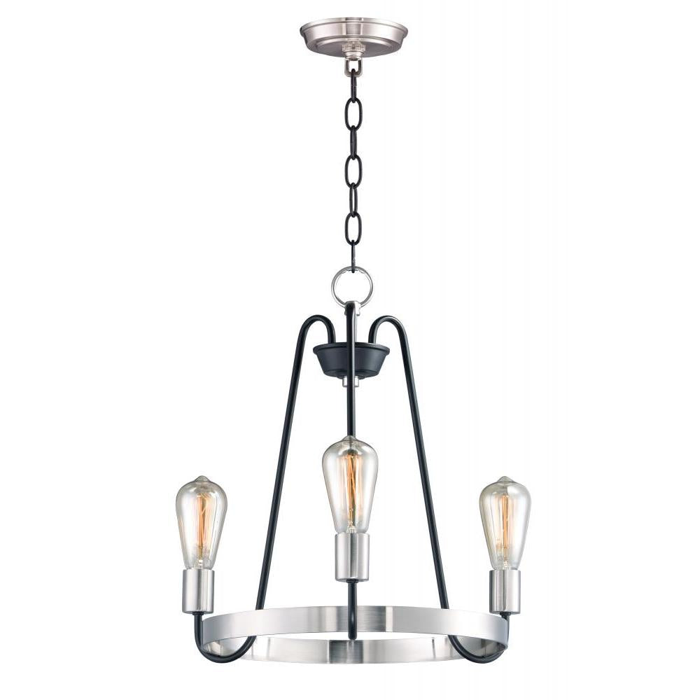 Maxim Lighting 11733BKSN Haven 18.5 Inch Semi Flush Mount Light – Black / Satin Nickel
