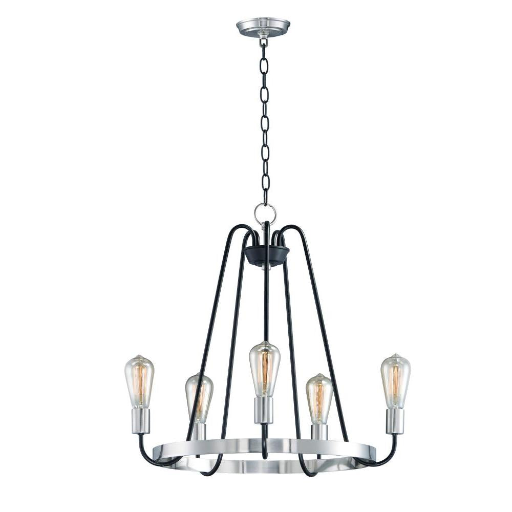 Maxim Lighting 11735BKSN Haven 23.75 Inch Semi Flush Mount Light – Black / Satin Nickel