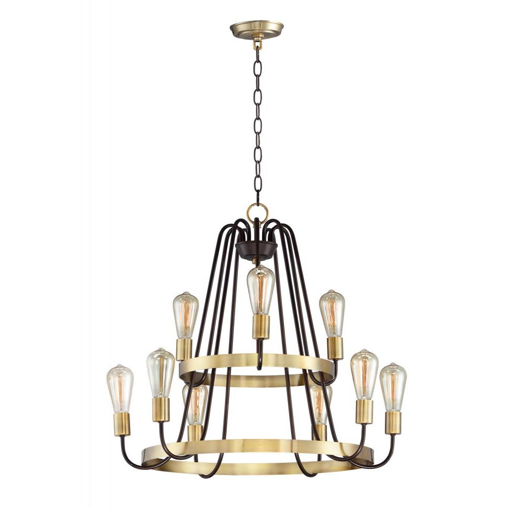 Maxim Lighting 11737OIAB Haven 27 Inch 9 Light Multi-Tier Chandelier – Oil Rubbed Bronze / Antique Brass