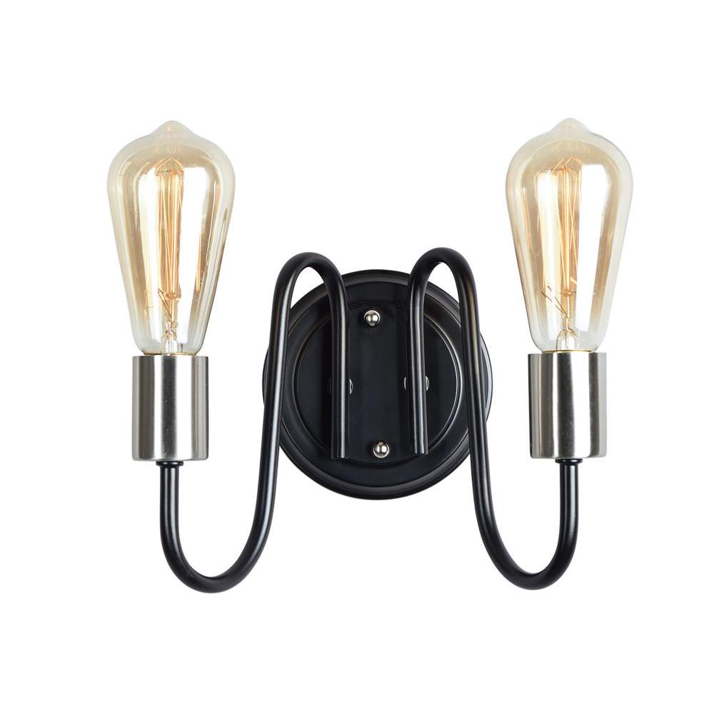 Maxim Lighting 11739BKSN Haven 9 Wall Sconce - Black / Satin Nickel