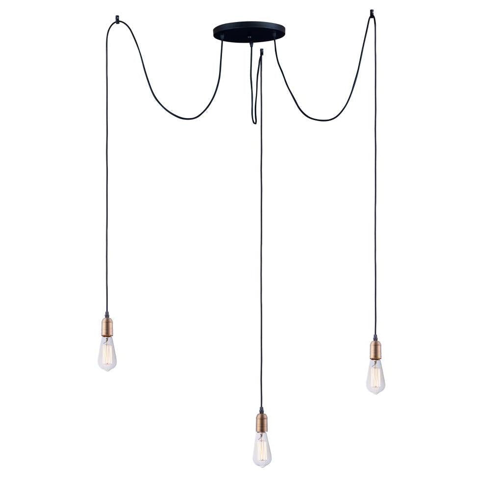 Maxim Lighting 12123BKAB Early Electric 11.75 Inch 3 Light Pendant – Black / Antique Brass