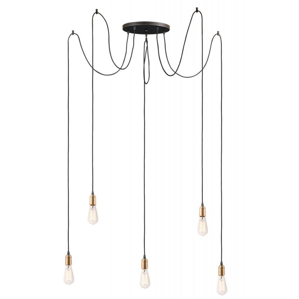 Maxim Lighting 12125BKAB Early Electric 13.75 Inch 5 Light Pendant – Black / Antique Brass