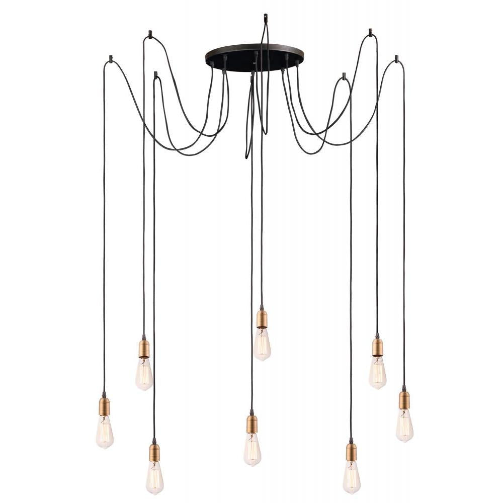 Maxim Lighting 12128BKAB Early Electric 15.75 Inch 8 Light Pendant – Black / Antique Brass