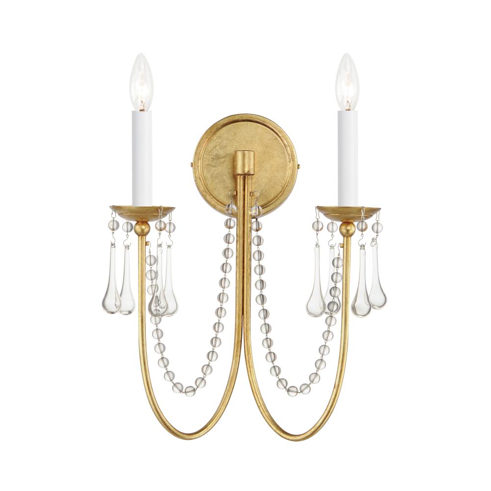 Maxim Lighting 12161GL/CRY Plumette 14 Wall Sconce - Gold Leaf