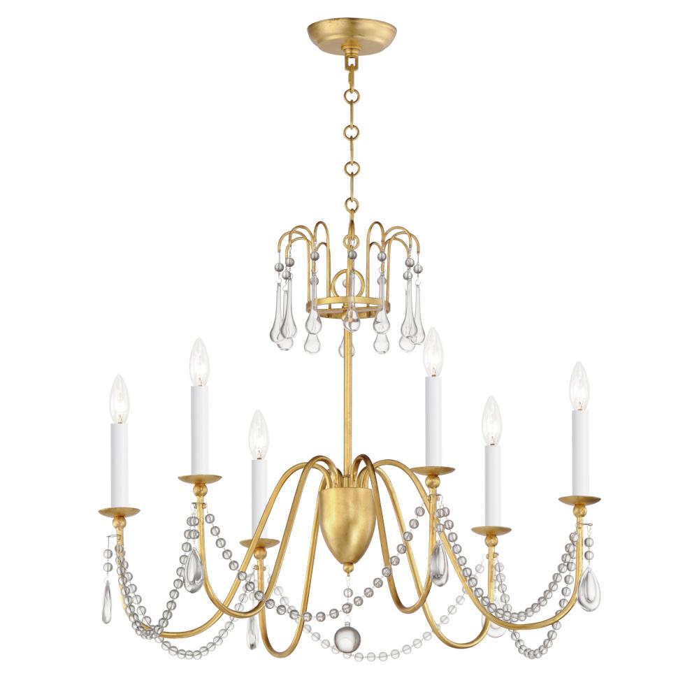 Maxim Lighting 12166GL/CRY Plumette 28 Inch Chandelier – Gold Leaf