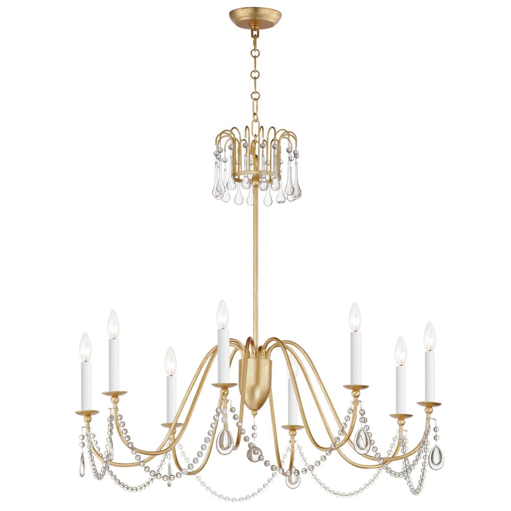 Maxim Lighting 12168GL/CRY Plumette 36 Inch Chandelier – Gold Leaf