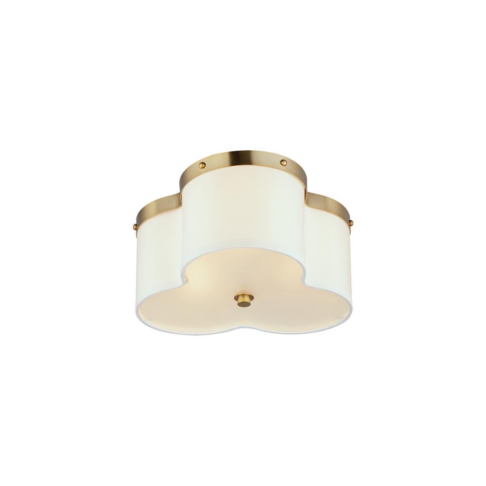 Maxim Lighting 12243OFSBR Clover 14 Inch Flush Mount Light – Satin Brass