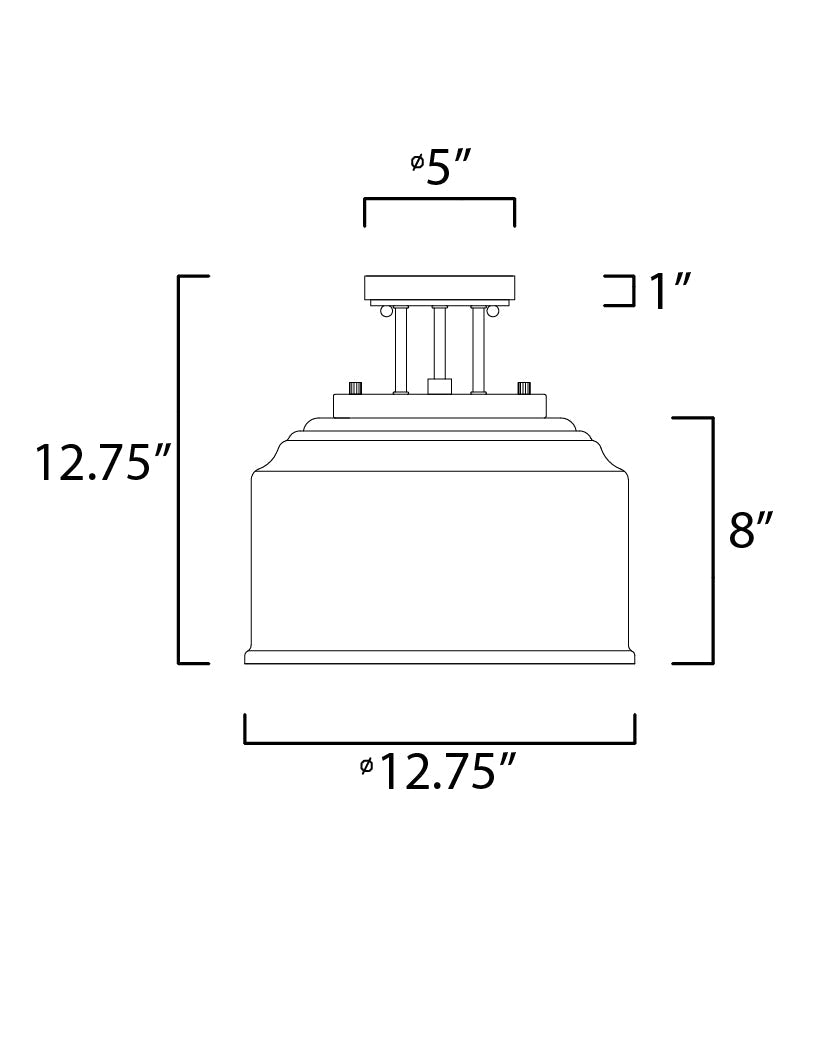 12 Inch Semi-Flush Mount – Black