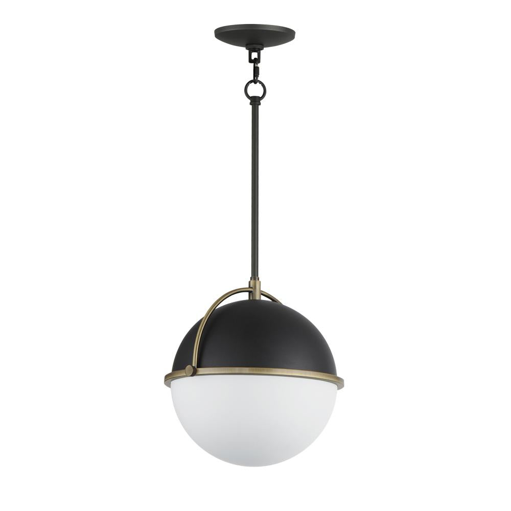 Maxim Lighting 12412SWBKWBR Duke 11.5 Inch Semi Flush Mount Light – Black/Weathered Brass