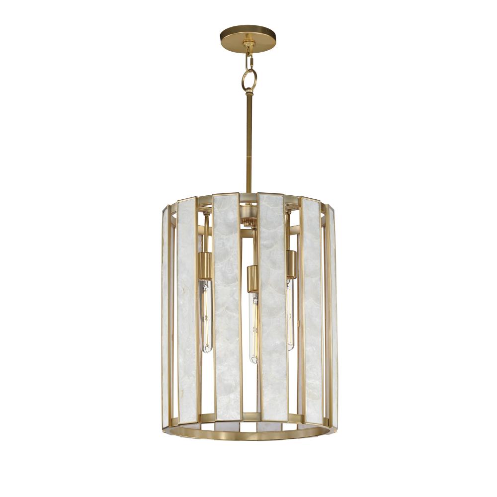 Maxim Lighting 12802CZNAB Foyer 15 Inch Chandelier – Capiz / Natural Aged Brass