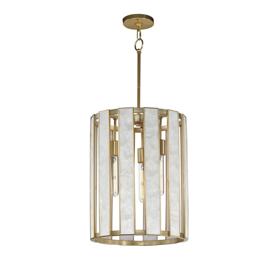 Maxim Lighting 12802CZNAB Foyer 15 Inch Chandelier – Capiz / Natural Aged Brass