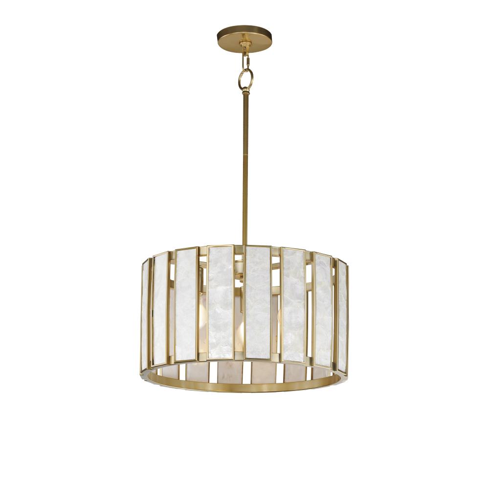 Maxim Lighting 12803CZNAB Miramar 18 Inch Semi Flush Mount Light – Capiz / Natural Aged Brass