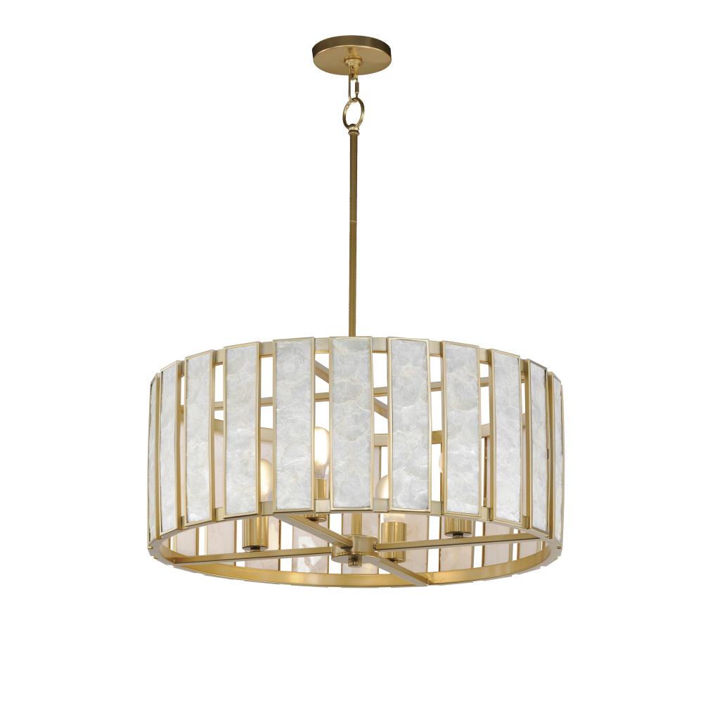 Maxim Lighting 12804CZNAB Miramar 24.25 Inch Semi Flush Mount Light – Capiz / Natural Aged Brass